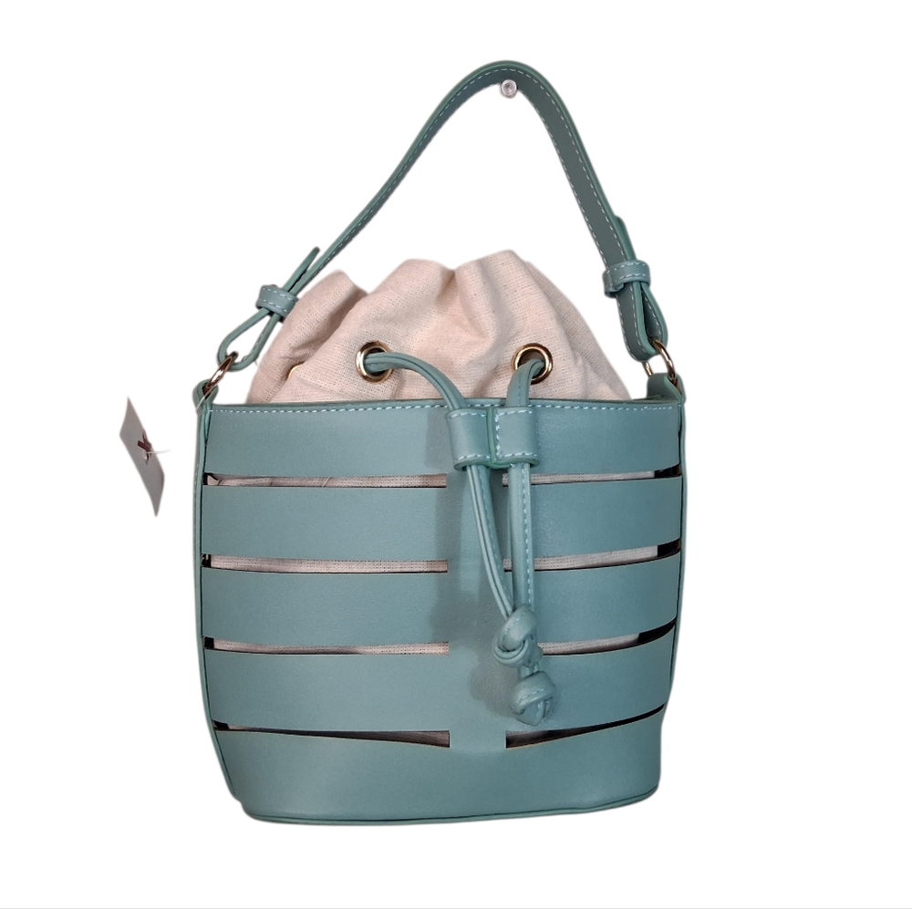 NWT | FREE PEOPLE | Blue | Cutout Bucket Bag w/ Canvas Lining